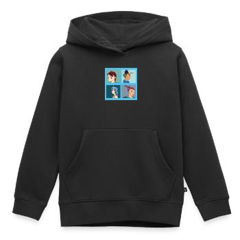 Quatre portraits tirés d’illustrations d’anime - Sweat Premium à capuche enfant bio - noir - Devant - AI Model Kid Male (0cm)
