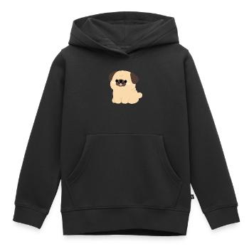 Mops-Plüsch-Anhänger - Kinder Premium Organic Hoodie - Schwarz - Vorne - AI Model Kid Male (0cm)