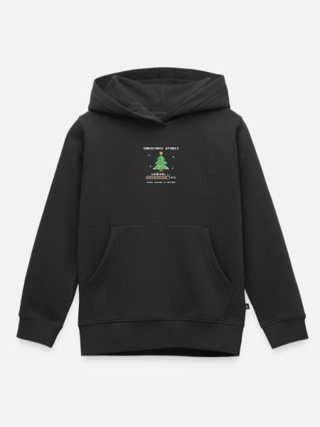 Pixel Weihnachtsgeist lädt - Kinder Premium Organic Hoodie - Schwarz
