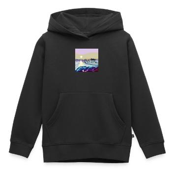 Westlich über die Wellen mit einem Pier - Kinder Premium Organic Hoodie - Schwarz - Vorne - AI Model Kid Male (0cm)