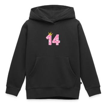 14 Krone 14. Geburtstag 14 Jahre - Kinder Premium Organic Hoodie - Schwarz - Vorne - AI Model Kid Male (0cm)