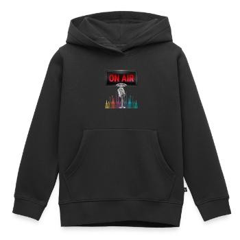 À l’antenne - YT ou Podcast - Sweat Premium à capuche enfant bio - noir - Devant - AI Model Kid Male (0cm)