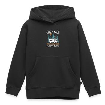 Chez Moi C'est Là Où Je Gare Mon Camping-car - Sweat Premium à capuche enfant bio - noir - Devant - AI Model Kid Male (0cm)
