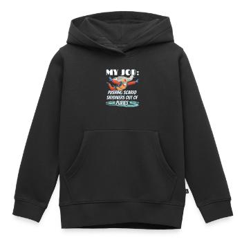 Skydiver - mein Job: Leute aus dem Flugzeug werfen - Kinder Premium Organic Hoodie - Schwarz - Vorne - AI Model Kid Male (0cm)