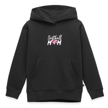Softball - Sweat Premium à capuche enfant bio - noir - Devant - AI Model Kid Male (0cm)