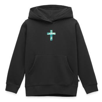 Living Water Christian Cross - Kinder Premium Organic Hoodie - Schwarz - Vorne - AI Model Kid Male (0cm)