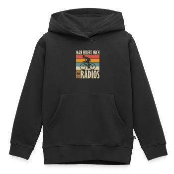 Man erlebt mich selten Radlos - Kinder Premium Organic Hoodie - Schwarz - Vorne - AI Model Kid Male (0cm)