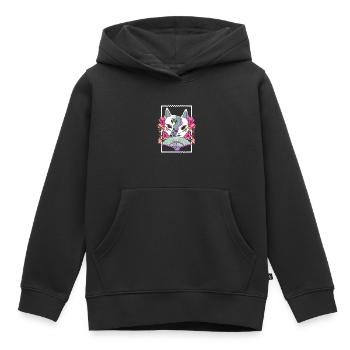 Glitch Samurai Geisha Masque Goth Japonais - Sweat Premium à capuche enfant bio - noir - Devant - AI Model Kid Male (0cm)
