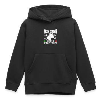 Mon CHIEN m'appelle pour cadeau - Sweat Premium à capuche enfant bio - noir - Devant - AI Model Kid Male (0cm)