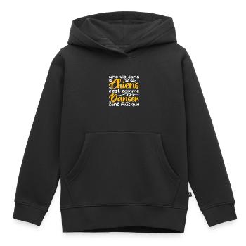 une vie sans chien c'est comme danser sans musique - Sweat Premium à capuche enfant bio - noir - Devant - AI Model Kid Male (0cm)