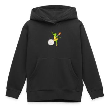 Ballett tanzender Frosch Banjo Bluegrass Musik - Kinder Premium Organic Hoodie - Schwarz - Vorne - AI Model Kid Male (0cm)