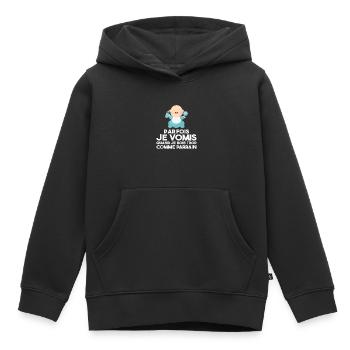 Parfois, Je Vomis Comme Parrain Quand Je Bois Trop - Sweat Premium à capuche enfant bio - noir - Devant - AI Model Kid Male (0cm)