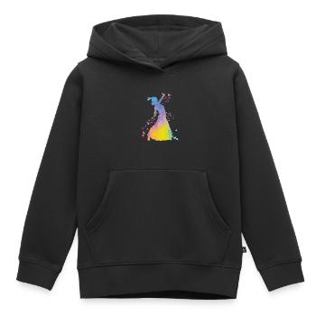 Femme flamenco avec robe flamenco - Sweat Premium à capuche enfant bio - noir - Devant - AI Model Kid Male (0cm)