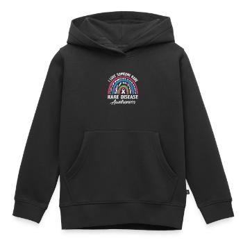J’aime quelqu’un rare Ruban zébré Conscience Rare - Sweat Premium à capuche enfant bio - noir - Devant - AI Model Kid Male (0cm)