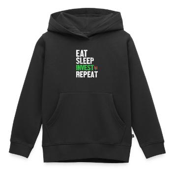 Essen Schlaf Investieren Wiederholter Handel Kryptowährung - Kinder Premium Organic Hoodie - Schwarz - Vorne - AI Model Kid Male (0cm)