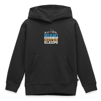 United States USA State of America Miami - Kids Premium Organic Hoodie - black - Front - AI Model Kid Male (0cm)