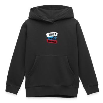 Solitude dans le ciel – Parapente - Sweat Premium à capuche enfant bio - noir - Devant - AI Model Kid Male (0cm)