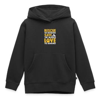 Rette die Misshandelten Rette die Verlassenen Lustig - Kinder Premium Organic Hoodie - Schwarz - Vorne - AI Model Kid Male (0cm)