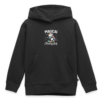 Femme de ménage Femme de ménage Femme de ménage drôle Nettoyeur - Sweat Premium à capuche enfant bio - noir - Devant - AI Model Kid Male (0cm)