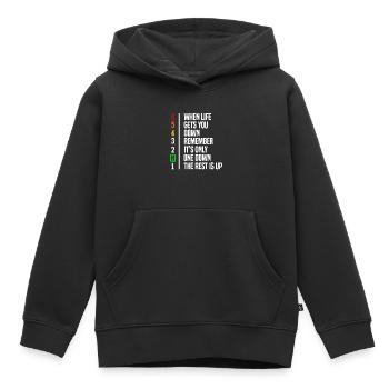 Motorradfahrer Geschenk Gangschaltung Motivation - Kinder Premium Organic Hoodie - Schwarz - Vorne - AI Model Kid Male (0cm)