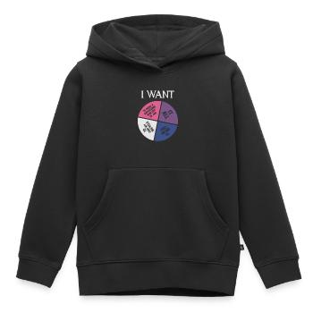Musique rétro lyrique des années 80 - Je veux tout - Sweat Premium à capuche enfant bio - noir - Devant - AI Model Kid Male (0cm)