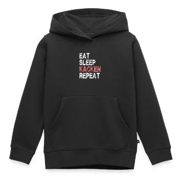 Eat Sleep Kacken Repeat für Männer und Frauen - Kinder Premium Organic Hoodie - Schwarz - Vorne - AI Model Kid Male (0cm)
