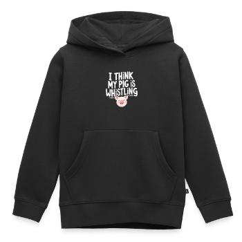 Je pense que mon cochon siffle le spri allemand Denglisch - Sweat Premium à capuche enfant bio - noir - Devant - AI Model Kid Male (0cm)