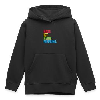 Hate is not an opinion Statement against the right - Kids Premium Organic Hoodie - black - Front - AI Model Kid Male (0cm)