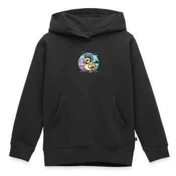 Punk duck avec mohawk arc-en-ciel devant - Sweat Premium à capuche enfant bio - noir - Devant - AI Model Kid Male (0cm)