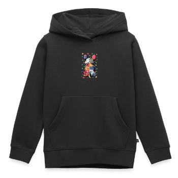 Bunter Geometrischer Tiermuster Patchwork-Look - Kinder Premium Organic Hoodie - Schwarz - Vorne - AI Model Kid Male (0cm)