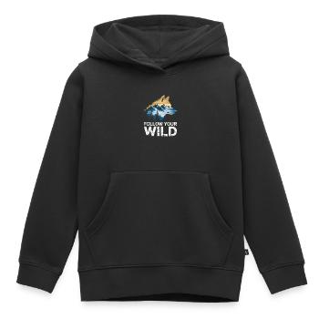Folge Deinem Wilden Geist Mit Wolf Und Naturmotiv - Kinder Premium Organic Hoodie - Schwarz - Vorne - AI Model Kid Male (0cm)