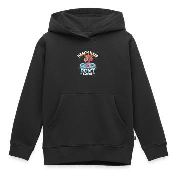 Cheveux de plage Don’t Care Flamingo Summer - Sweat Premium à capuche enfant bio - noir - Devant - AI Model Kid Male (0cm)
