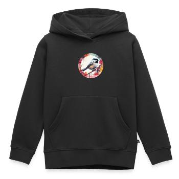 Mésange - Sweat Premium à capuche enfant bio - noir - Devant - AI Model Kid Male (0cm)