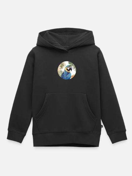 Blau-Gold Ara - Kinder Premium Organic Hoodie - Schwarz