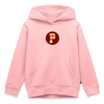 Lettre P - Sweat Premium à capuche enfant bio - rose - Devant - AI Model Kid Female (0cm)