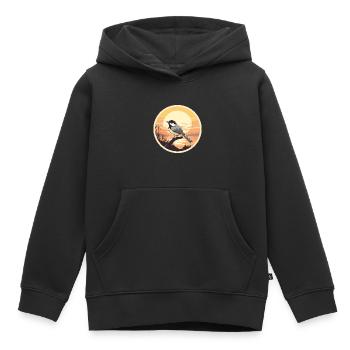 Mésange - Sweat Premium à capuche enfant bio - noir - Devant - AI Model Kid Male (0cm)