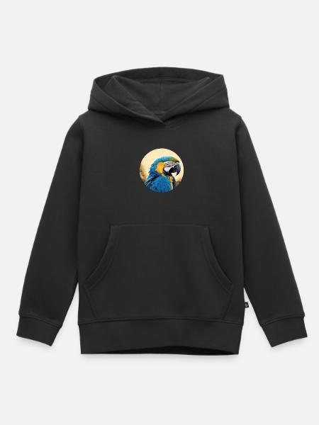 Blau-Gold Ara - Kinder Premium Organic Hoodie - Schwarz