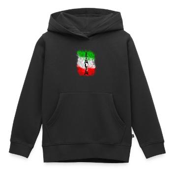 italia - Kids Premium Organic Hoodie - black - Front - AI Model Kid Male (0cm)