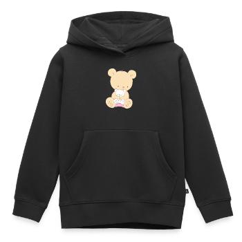 Bear with Teddy Bear - Kinder Premium Organic Hoodie - Schwarz - Vorne - AI Model Kid Male (0cm)