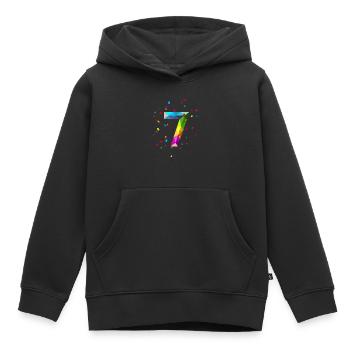 Anniversaire birthday shirt 7 sept seven kids - Sweat Premium à capuche enfant bio - noir - Devant - AI Model Kid Male (0cm)