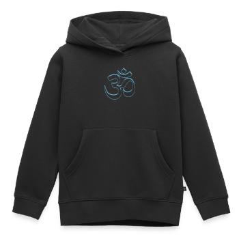 Bouddhisme cool signe Om bleu voir à travers - Sweat Premium à capuche enfant bio - noir - Devant - AI Model Kid Male (0cm)
