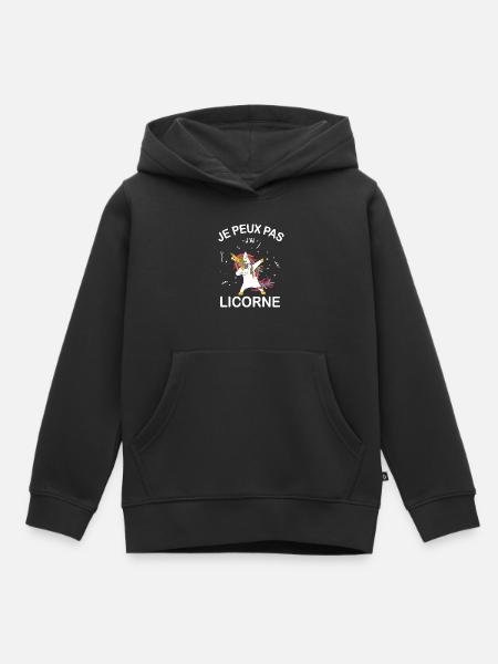 Je Peux Pas J'ai Licorne - Sweat Premium à capuche enfant bio - noir