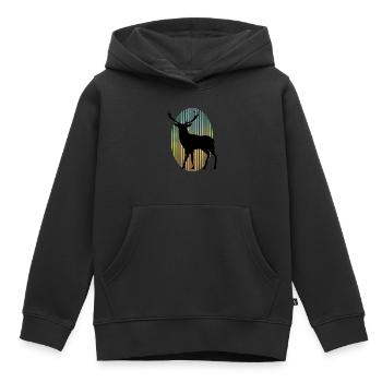 Cerf - Sweat Premium à capuche enfant bio - noir - Devant - AI Model Kid Male (0cm)