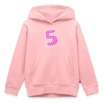 Numéro 5 - Sweat Premium à capuche enfant bio - rose - Devant - AI Model Kid Female (0cm)