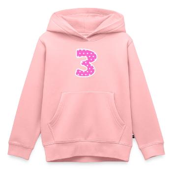 Numéro 3 - Sweat Premium à capuche enfant bio - rose - Devant - AI Model Kid Female (0cm)