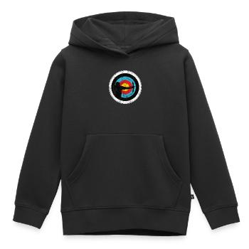 Archer de tir à l’arc avec cible - Sweat Premium à capuche enfant bio - noir - Devant - AI Model Kid Male (0cm)