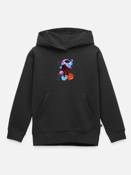 Astronaut Stencil-Stile - Kinder Premium Organic Hoodie - Schwarz