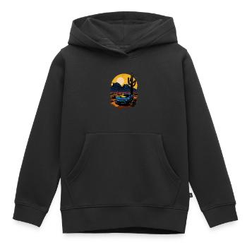 Muscle Car dans le désert - Sweat Premium à capuche enfant bio - noir - Devant - AI Model Kid Male (0cm)