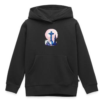 Croix sur une tombe - Sweat Premium à capuche enfant bio - noir - Devant - AI Model Kid Male (0cm)