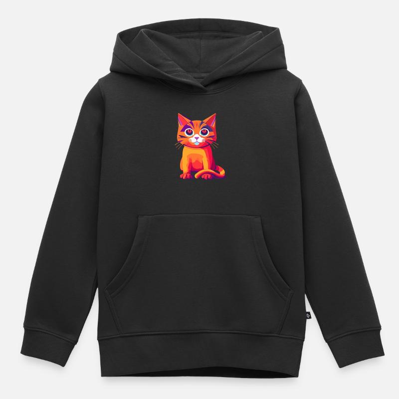 Chat - Sweat Premium à capuche enfant bio - noir